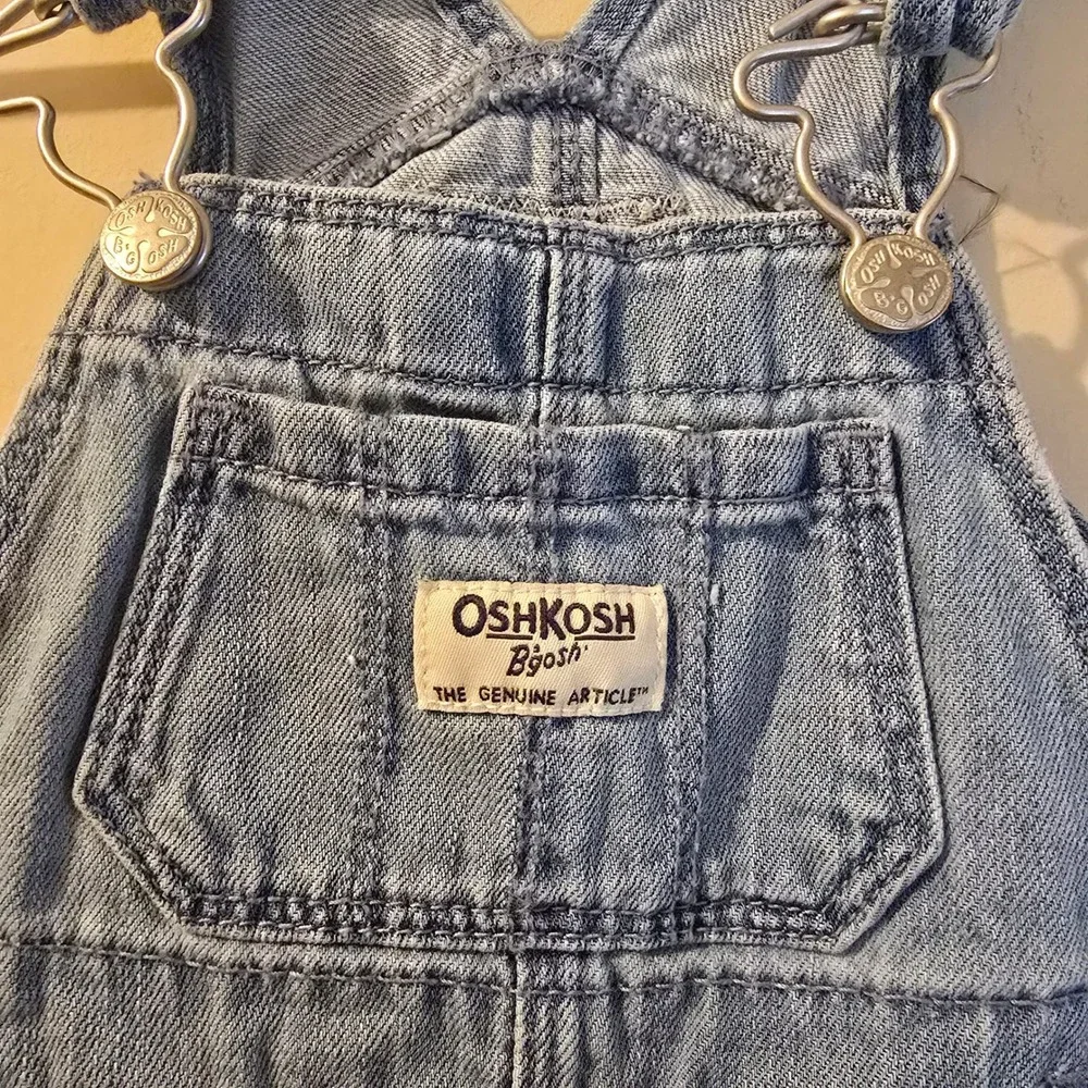 OshKosh Bgosh Baby Girls 12M Denim Floral Tiered Ruffle Overall Jumper Dress
